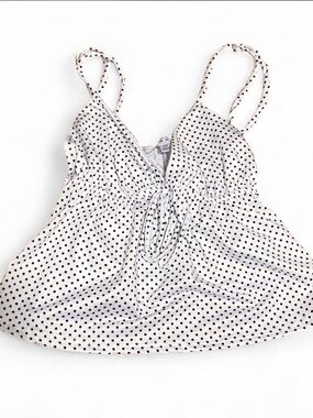 gaze White Polka Dot V-Neck Spaghetti Strap Camisole